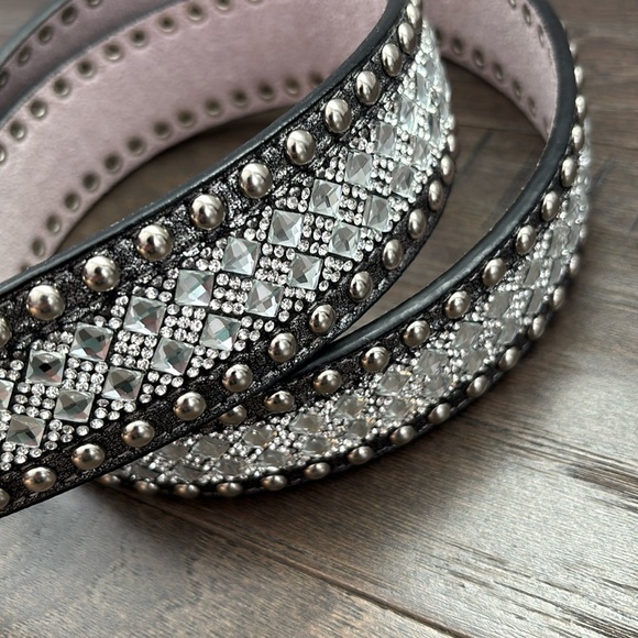 Nocona Genuine Leather Western bling,rhinestone belt,studs,removable buckle - Picture 2 of 14